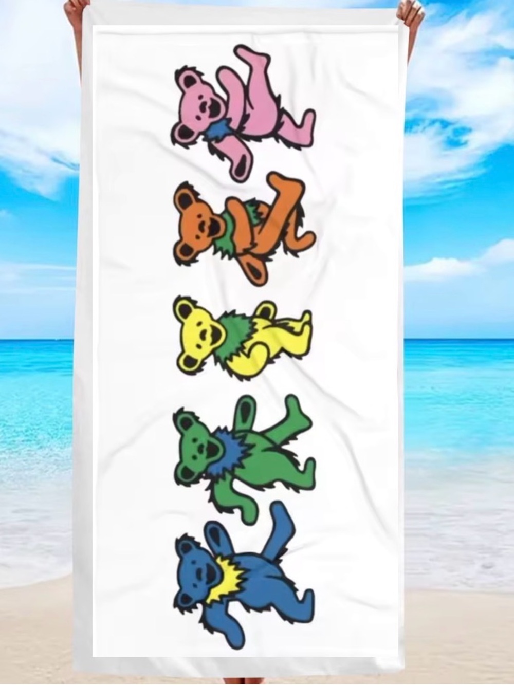 Grateful Dead Marching (Dancing) Bears Oversized Beach Towel for Bath Pool Party